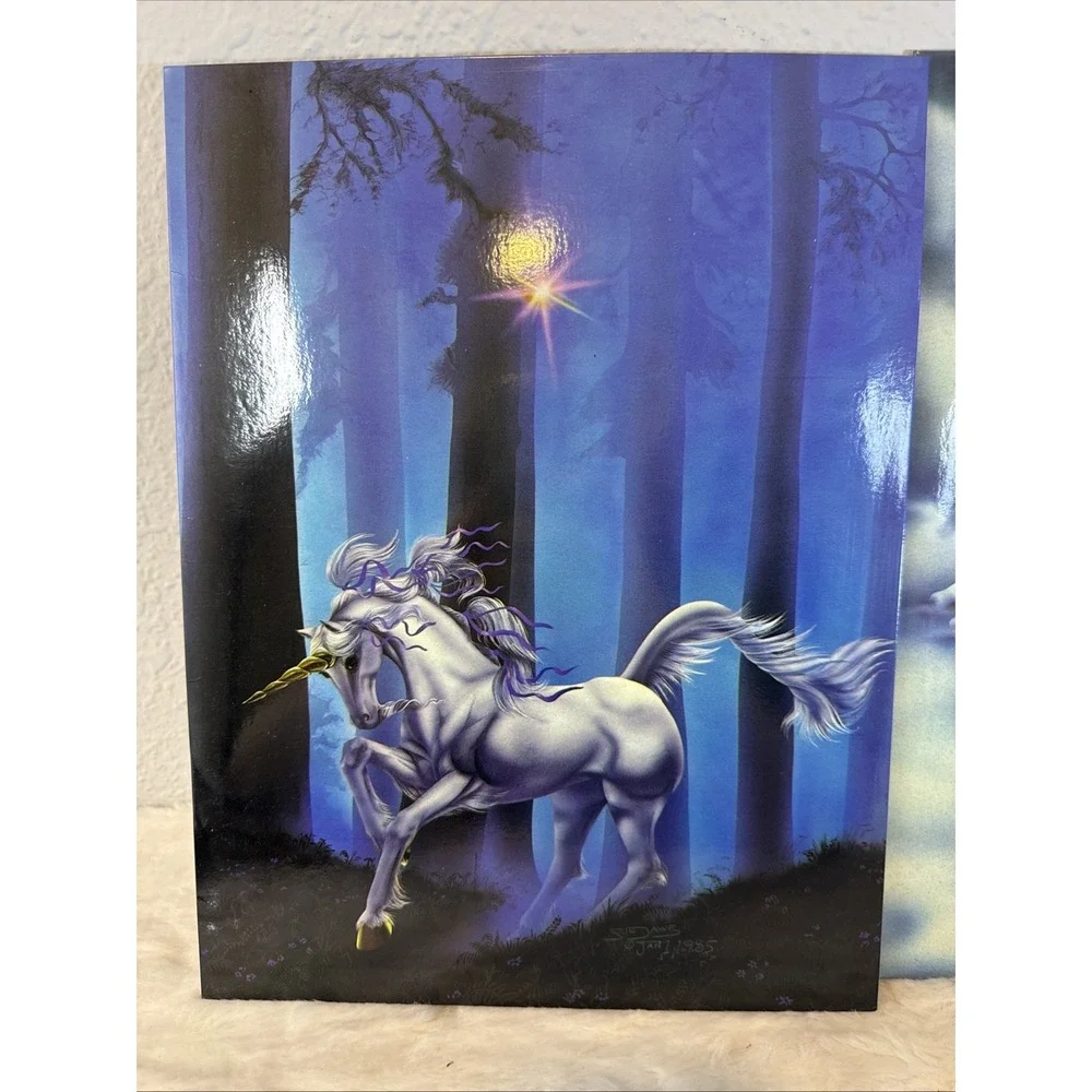 2-Vintage New Folder Portfolio Mead 1985 Unicorn Midnight Fantasy Sue Dawe